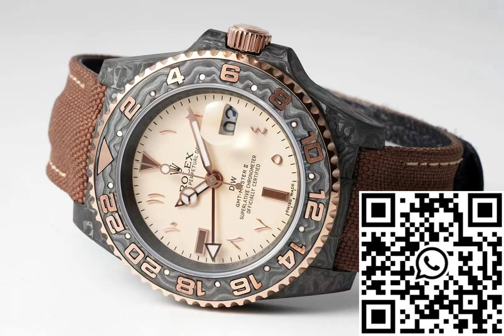 Rolex GMT-MASTER II Diw Carbon Fiber Brown Fabric Strap Thermal 1161