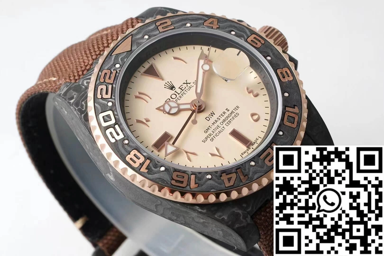 Rolex GMT-MASTER II Diw Carbon Fiber Brown Fabric Strap Thermal 1161