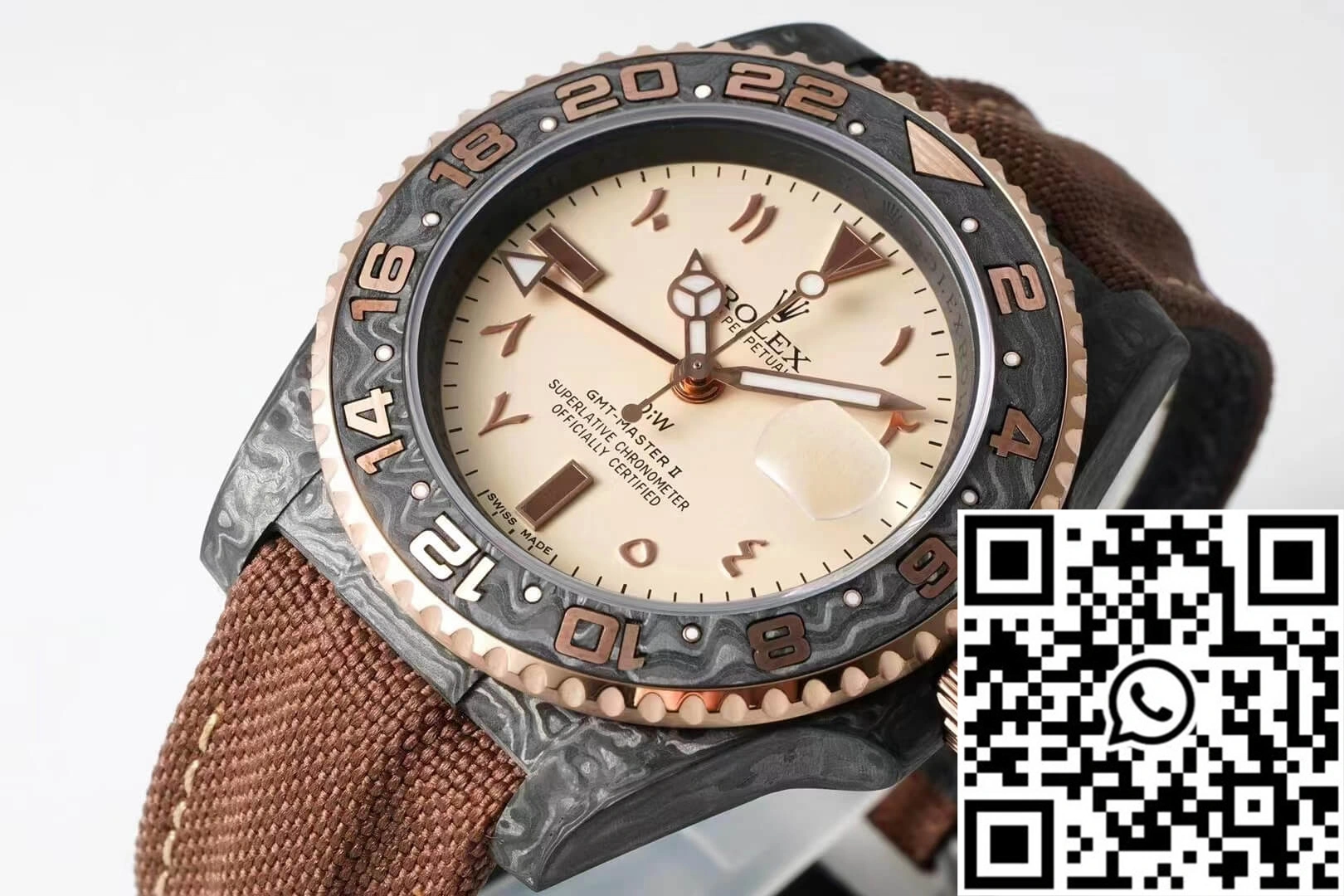Rolex GMT-MASTER II Diw Carbon Fiber Brown Fabric Strap Thermal 1161