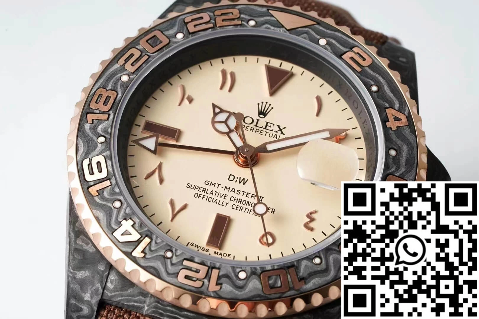 Rolex GMT-MASTER II Diw Carbon Fiber Brown Fabric Strap Thermal 1161