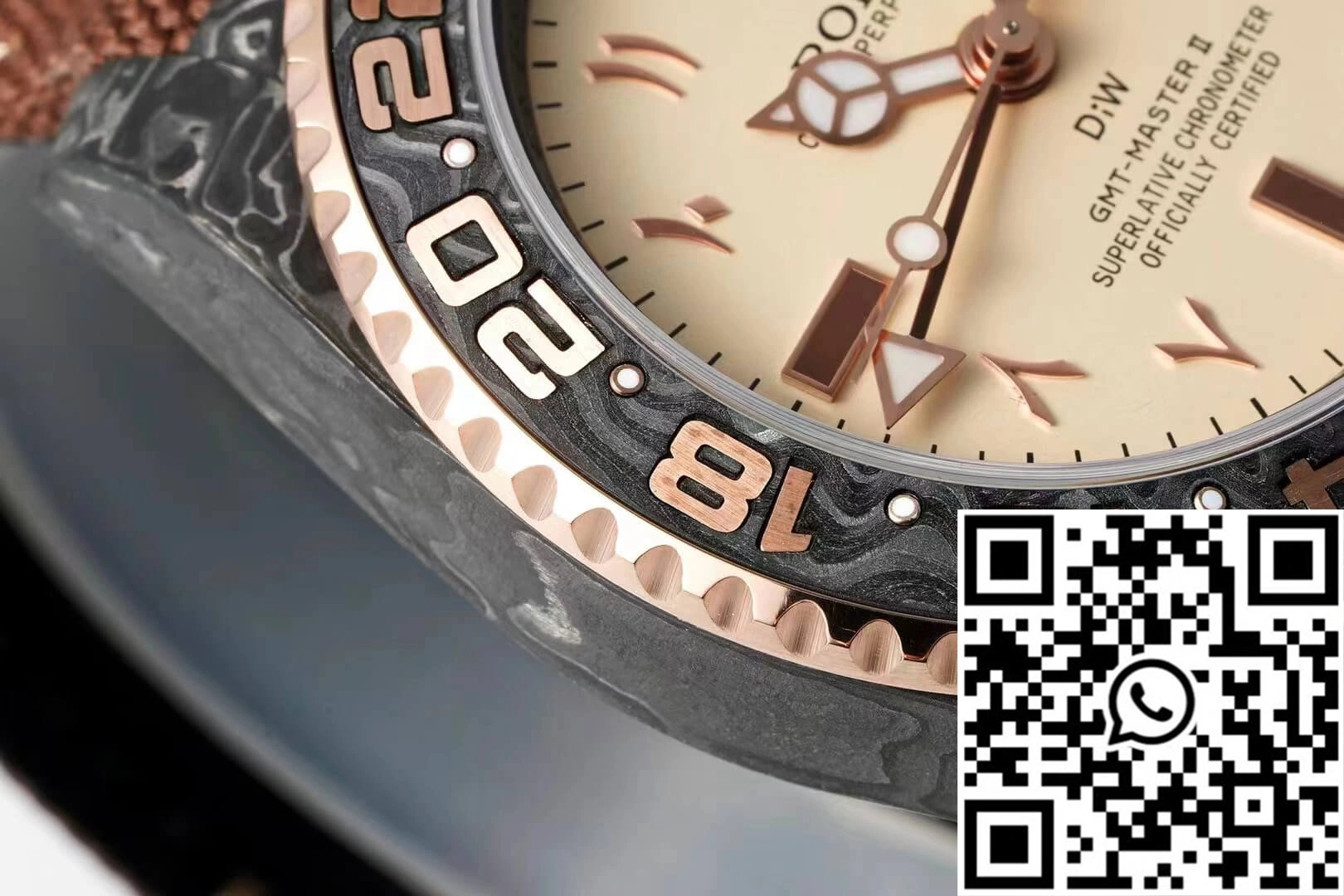 Rolex GMT-MASTER II Diw Carbon Fiber Brown Fabric Strap Thermal 1161