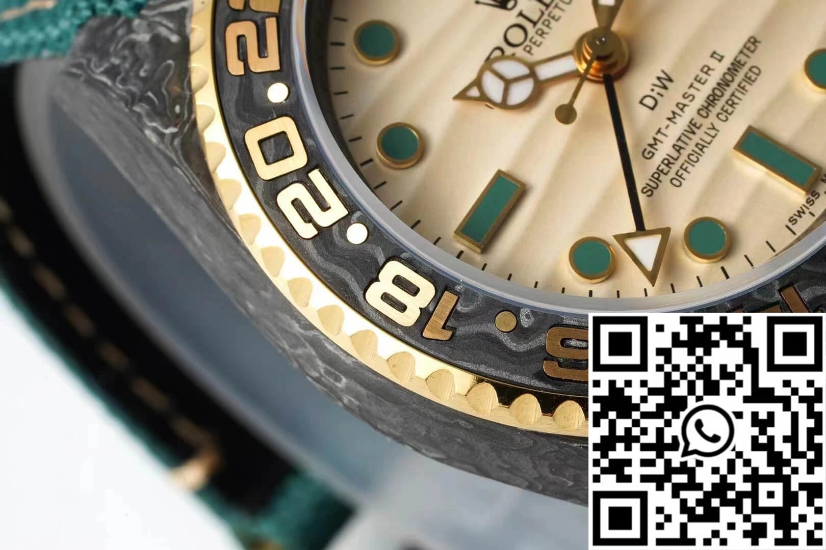 ComfortFit Rolex GMT-MASTER II Diw Carbon Fiber Case Green Fabric Strap 1183