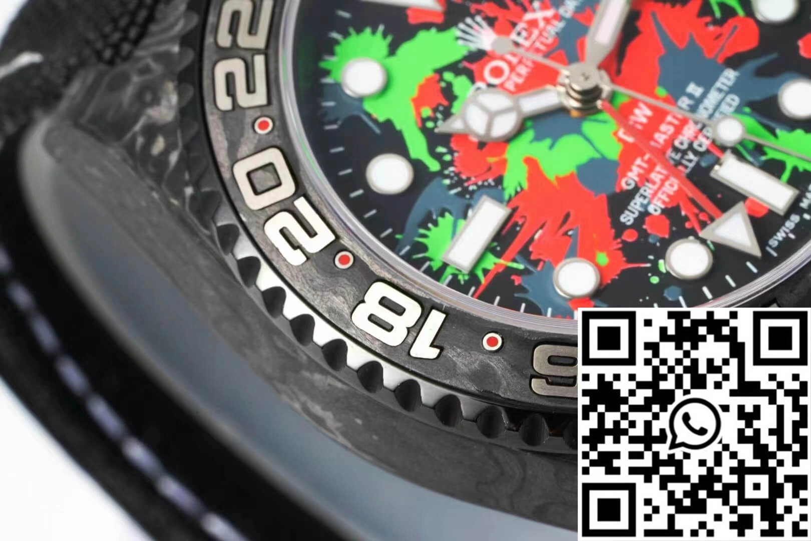 Rolex GMT-MASTER II Diw Carbon Fiber Color Dial Black Fabric Strap Resilient 1164