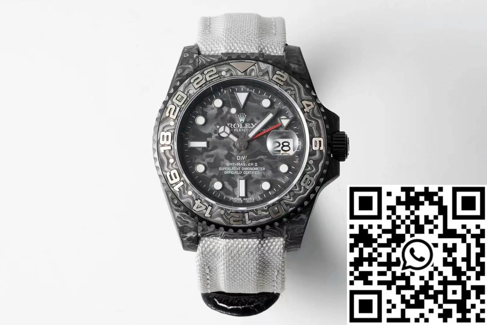 AllSeason Rolex GMT-MASTER II Diw Carbon Fiber Dial Fabric Strap 1188