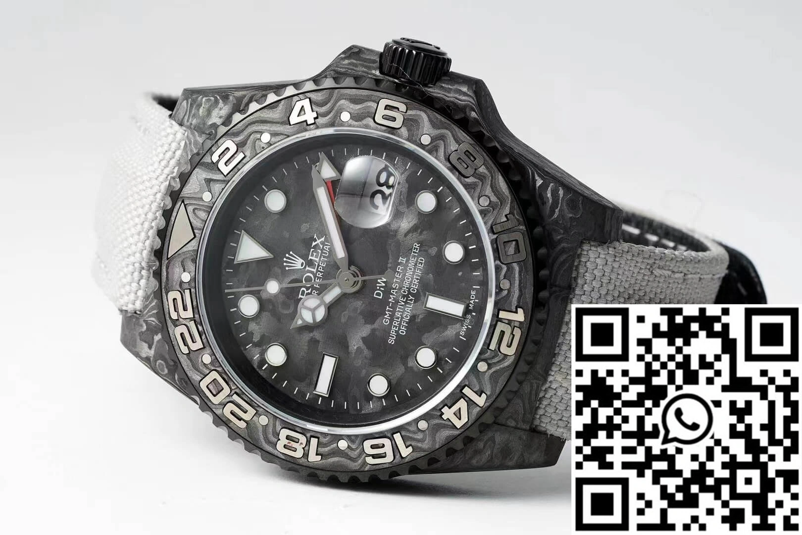 AllSeason Rolex GMT-MASTER II Diw Carbon Fiber Dial Fabric Strap 1188