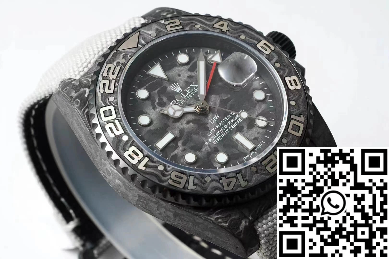 AllSeason Rolex GMT-MASTER II Diw Carbon Fiber Dial Fabric Strap 1188