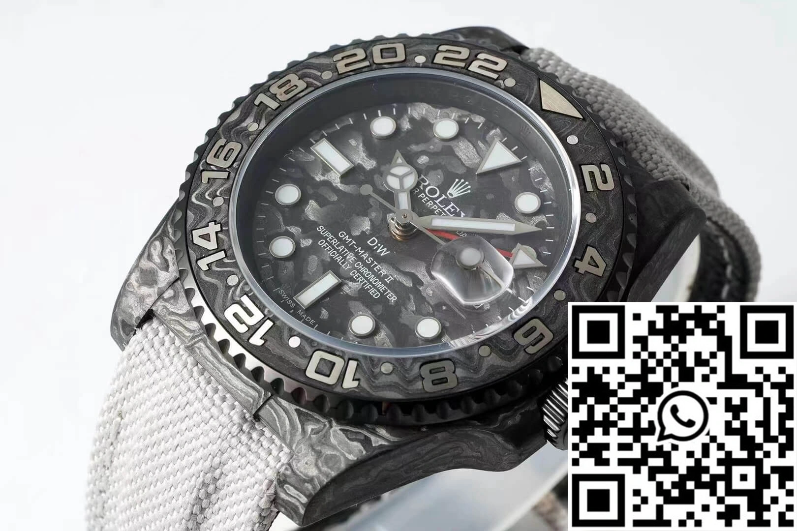 AllSeason Rolex GMT-MASTER II Diw Carbon Fiber Dial Fabric Strap 1188