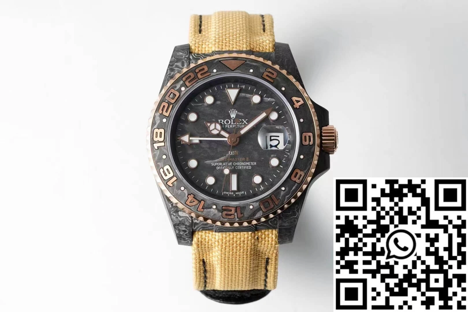 Colorful Rolex GMT-MASTER II Diw Carbon Fiber Yellow Fabric Strap 1185