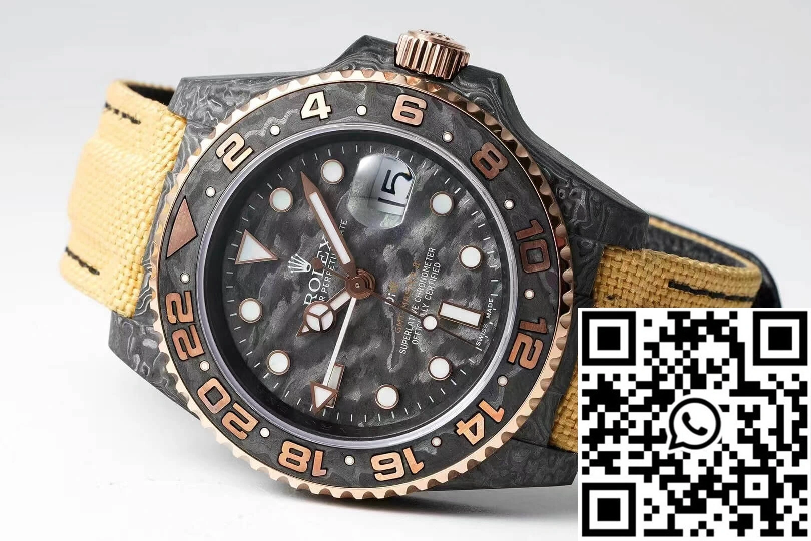 Colorful Rolex GMT-MASTER II Diw Carbon Fiber Yellow Fabric Strap 1185