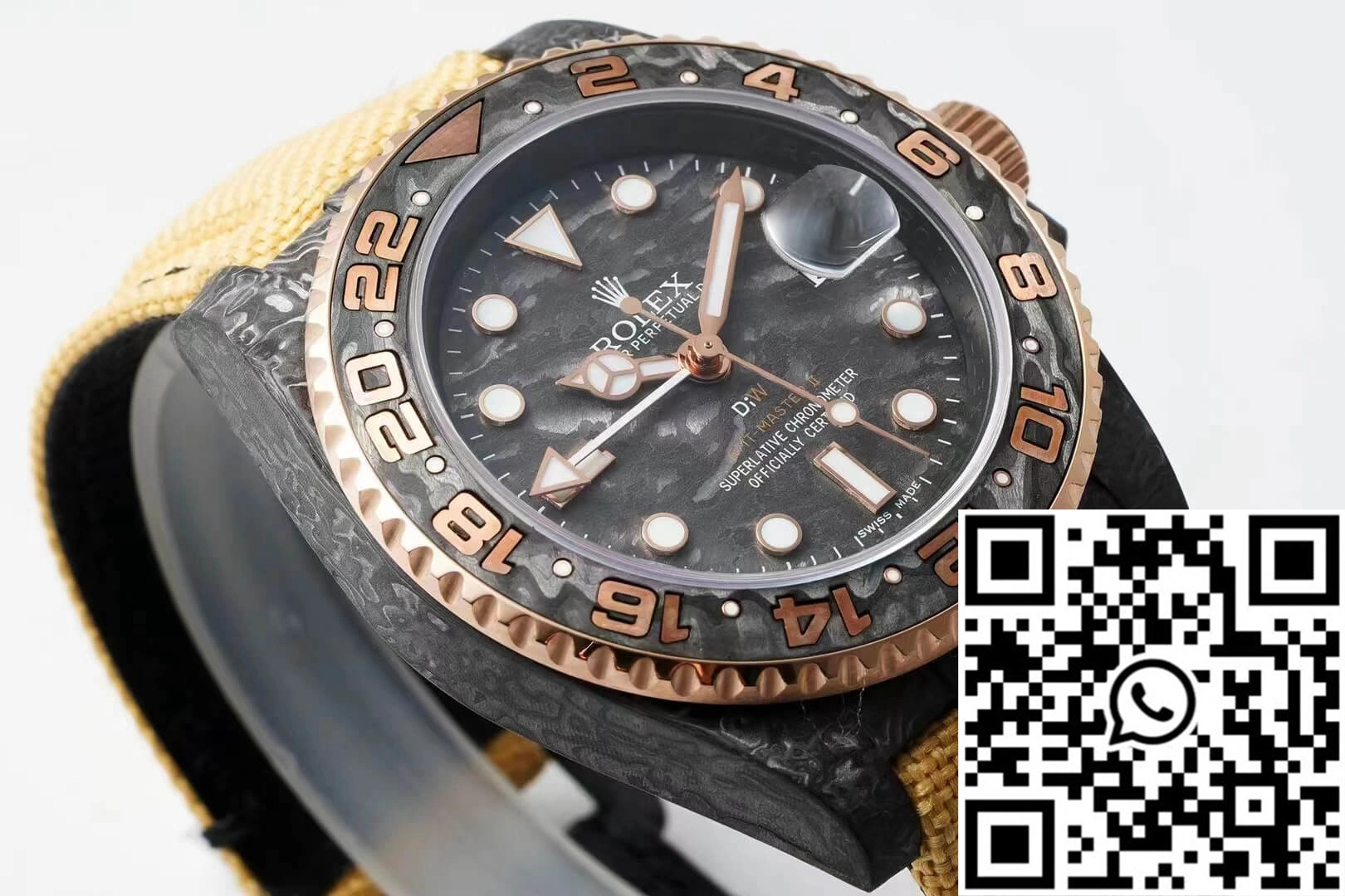 Colorful Rolex GMT-MASTER II Diw Carbon Fiber Yellow Fabric Strap 1185