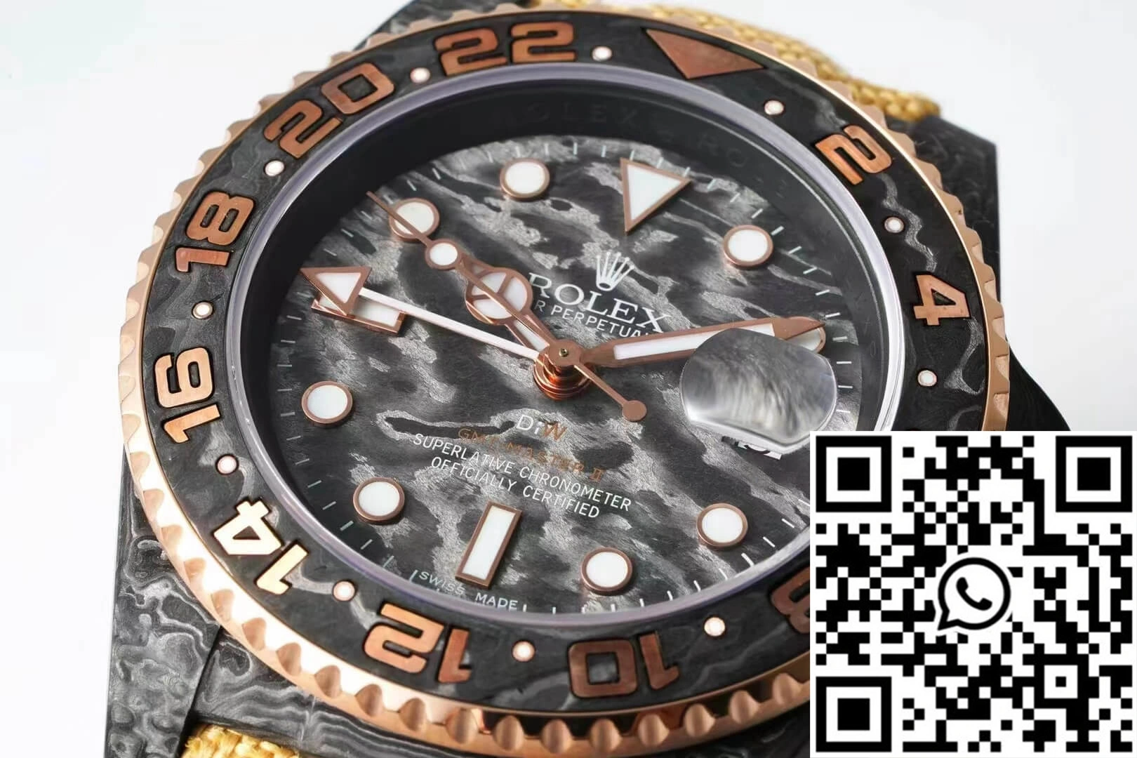 Colorful Rolex GMT-MASTER II Diw Carbon Fiber Yellow Fabric Strap 1185