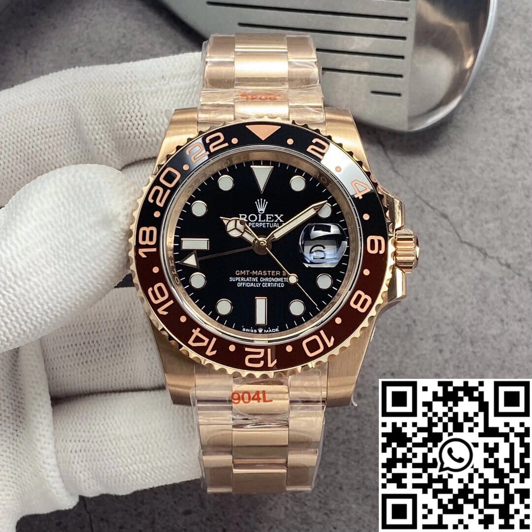 Chic Rolex GMT Master II 126715CHNR-0001 GM Factory Rose Gold Black Dial 1168