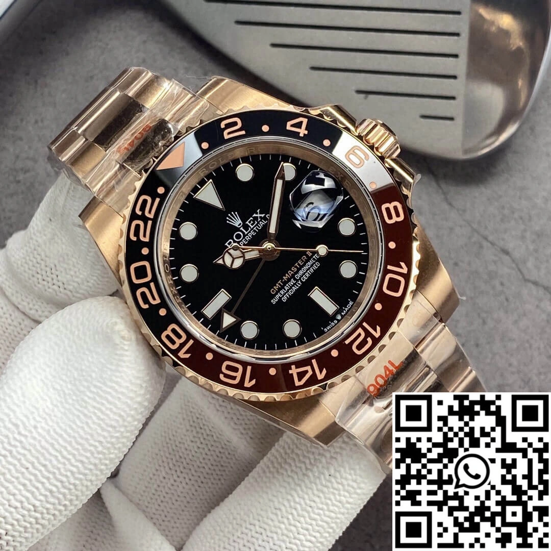 Chic Rolex GMT Master II 126715CHNR-0001 GM Factory Rose Gold Black Dial 1168
