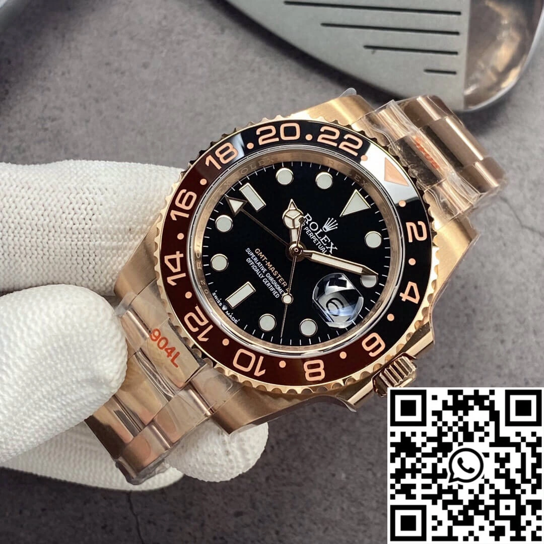 Chic Rolex GMT Master II 126715CHNR-0001 GM Factory Rose Gold Black Dial 1168