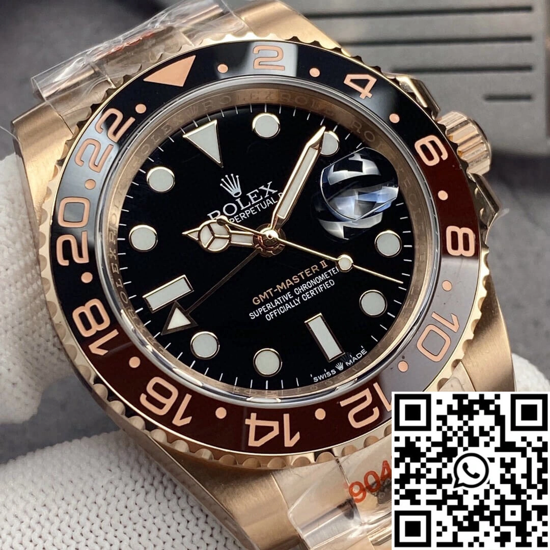 Chic Rolex GMT Master II 126715CHNR-0001 GM Factory Rose Gold Black Dial 1168