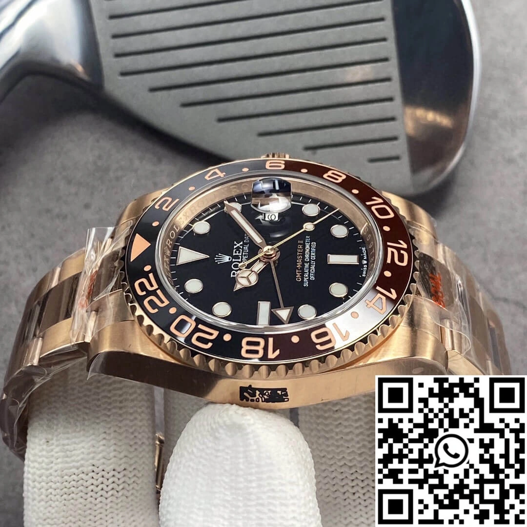 Chic Rolex GMT Master II 126715CHNR-0001 GM Factory Rose Gold Black Dial 1168