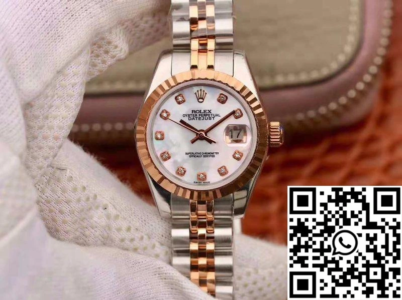 Rolex Lady Datejust Rose Gold 28MM White Enamel Dial Flexible 875
