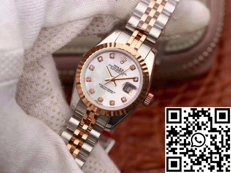 Rolex Lady Datejust Rose Gold 28MM White Enamel Dial Flexible 875