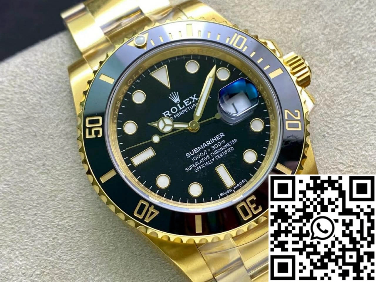 Rolex Submariner 116618LN-97208 VS Factory Yellow Gold Black Dial WaterResistant 1241
