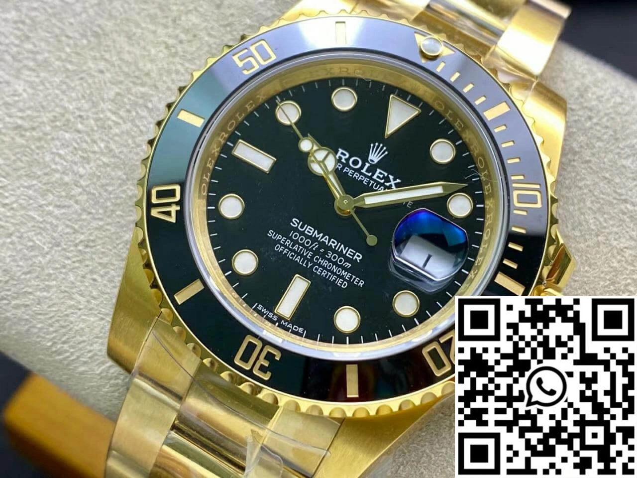 Rolex Submariner 116618LN-97208 VS Factory Yellow Gold Black Dial WaterResistant 1241