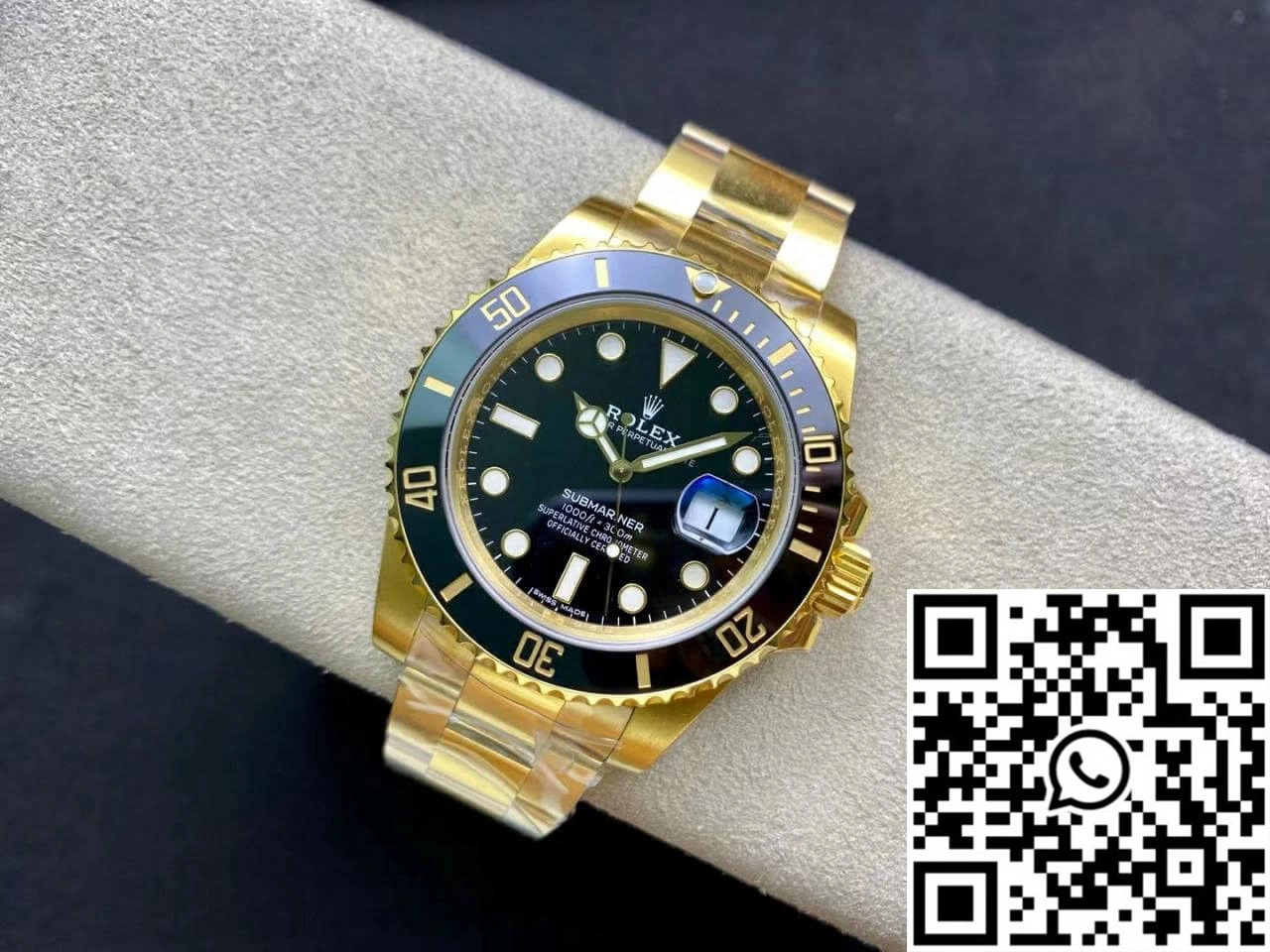 Rolex Submariner 116618LN-97208 VS Factory Yellow Gold Black Dial WaterResistant 1241