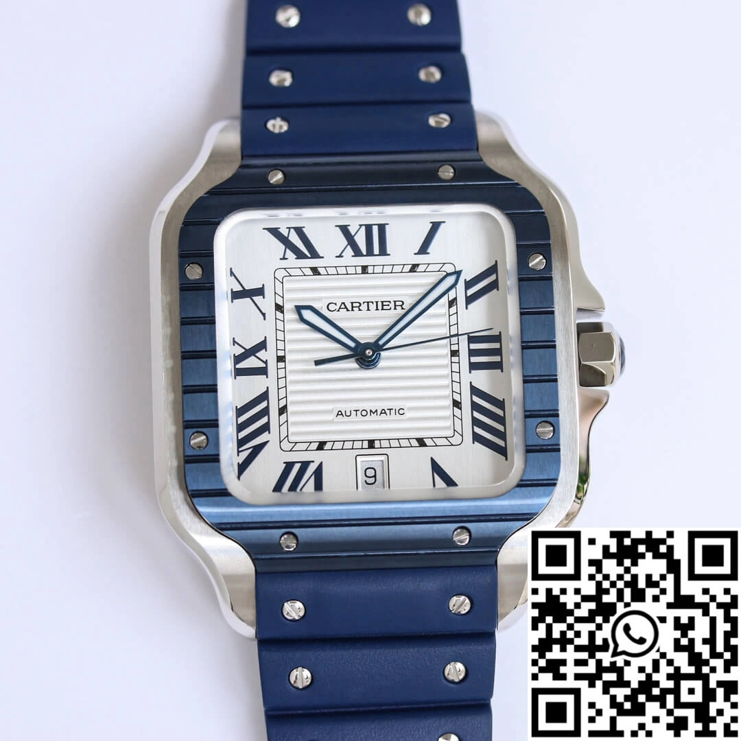 Santos De Cartier GF Factory Blue Rubber Strap Soft 1472