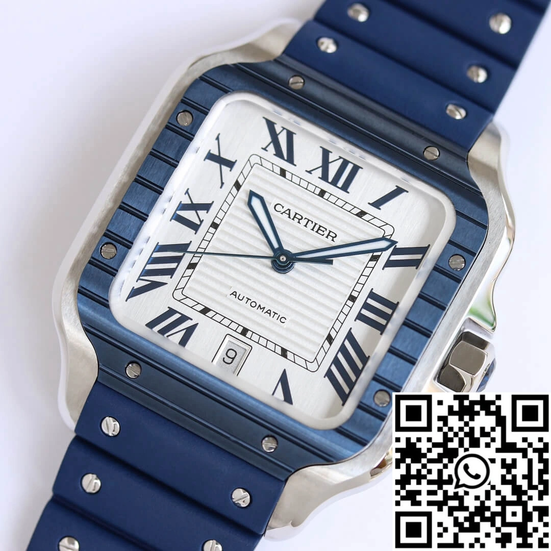 Santos De Cartier GF Factory Blue Rubber Strap Soft 1472
